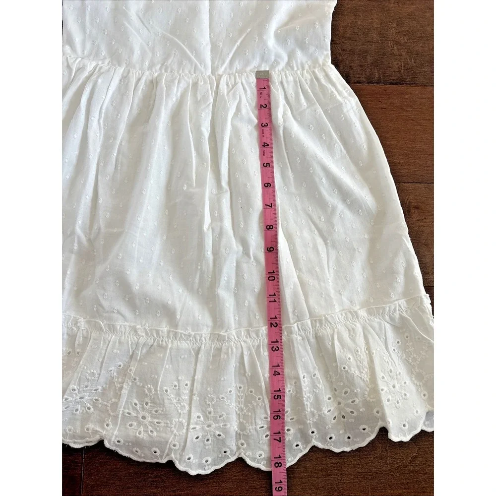 Gap Kids White Eyelet Clip Dot Dress Girls L 10/12 100% Cotton Sundress